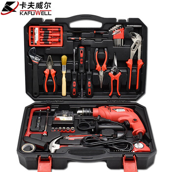 Kraftwell 500w electric drill tool box set, impact drill, home repair tools, 94-piece set p1044a