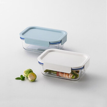 Lock & lock glass crisper, microwave lunch box, sealed lunch box, lunch box, refrigerator storage box 630ml mint green