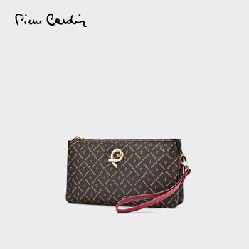 Pierre cardin (pierre cardin) women's bag 24 new crossbody portable wallet key bag niche design wallet burgundy (small style)