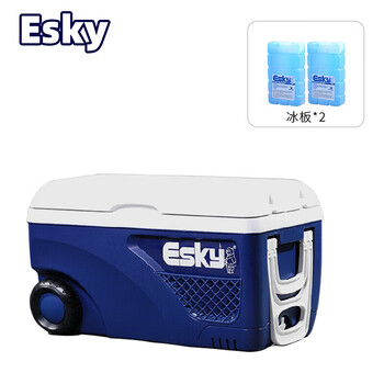 Esky 65l large-capacity outdoor insulated refrigerated box car-mounted pu fishing box with pull rod factory direct delivery with 2 ice pullers