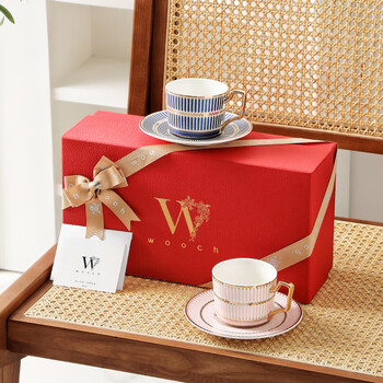Wooch housewarming gift coffee cup wedding gift for couple cup new wedding box couple cup pair of souvenirs light luxury victoria pair of cups - wheat ear pink + wheat ear blue + red