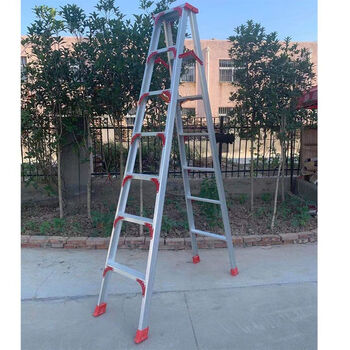 Jiangzhicheng thickened aluminum alloy herringbone ladder 2 meters reinforced folding ladder engineering ladder household ladder warehouse decoration ladder upgraded fully reinforced 2.5 meters