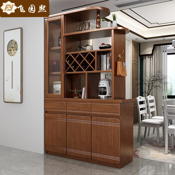 Feiyuanxi solid wood wine cabinet modern chinese style living room entrance cabinet foyer decorative partition cabinet screen double-sided storage cabinet sideboard 1.2 meters walnut color 120*38*200