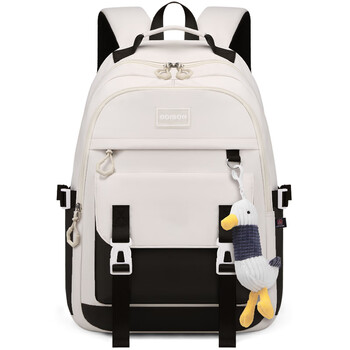 Edison inventor junior high school student backpack large capacity multi-compartment backpack boys and girls high school student backpack k071-8 beige white black