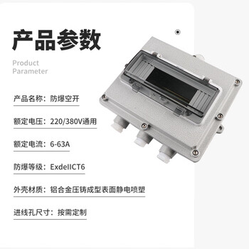 Explosion-proof air switch box waterproof and dustproof 220/380v63a3p leakage circuit breaker distribution box switch empty box 380v (2*3p63a) 4p empty box