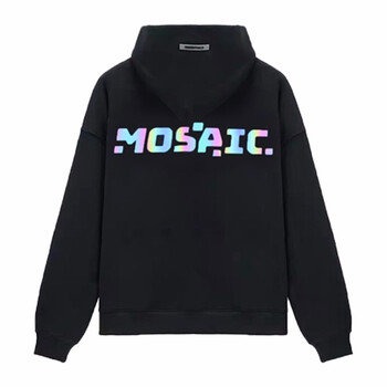 Mosaic mosaic band peripherals printed hooded sweatshirt flash color changing logo hoodie black l