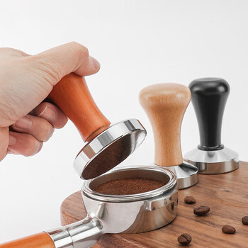 Yijuke 51mm solid wood handle coffee tamper, tamping hammer, coffee set accessories, coffee machine handle tamper