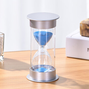 Extreme space silver covered hourglass 30 minutes children's learning time timer birthday gift anti-fall ornament blue