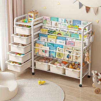Nifeng mobile bookshelf storage rack toy toddler shelf reading home storage picture book rack bookcase floor multi-layer simple (4+1) layer bookshelf 60cm basic model