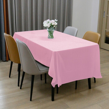 Houdafu disposable tablecloth rectangular waterproof solid color plastic tablecloth thickened tablecloth for birthday party annual meeting light pink 137*274cm