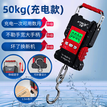 Qianque high-precision waterproof portable electronic scale accurate portable hand-carry small fish scale hook household spring scale fully waterproof rechargeable model 50kg10g