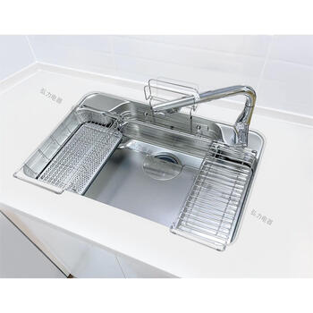 Lixil imported from japan lixil functional 3d embossed multifunctional 304 stainless steel w-shaped kitchen large single sink standard sink accessories kvk6101