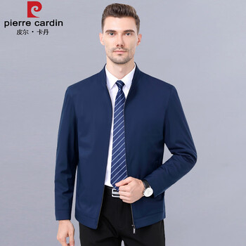 Pierre cardin high-end mulberry silk lapel executive jacket for middle-aged men in spring and autumn, middle-aged and elderly dad wear loose casual jacket for men, light blue 999 m 170/88