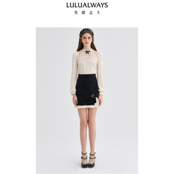 Lulualways i love lulu 24 new winter style elegant temperament versatile western gentle lace bottoming shirt women beige xl