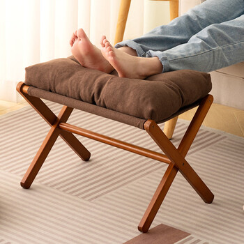 Trojan sofa stool, foot stool, shoe stool, low stool, small stool, small stool for adults, lazy footrest for home use, removable and washable soft bag, brown (folding storage)