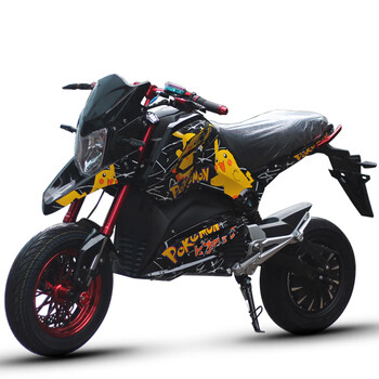 Langchuang electric car sports car electric motorcycle battery car m5 electric motorcycle electric side race electric motorcycle street car m3 monkey big doll black (pikachu decal) 1500w motor speed 70 yards empty car without battery