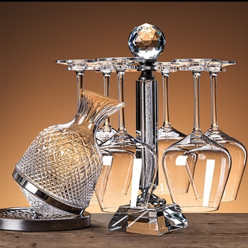 Haoqifang crystal red wine glass rack set decanter upside down goblet bottle opener gift box housewarming gift set wine cabinet set 35cm height rotating wine rack set