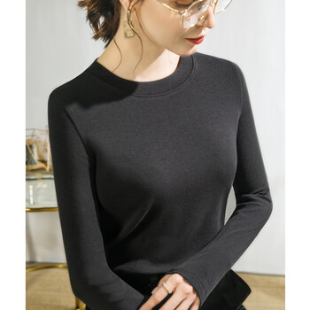 Round neck long-sleeved t-shirt new bottoming shirt for women 2025 autumn black modal cotton inner wear fashionable top dark gray m recommended 80-105