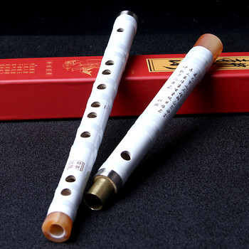 Shuhuai musical instrument (shuhuai) shuhuai exquisite beginner's one-piece transverse flute bitter bamboo flute with teaching, zero-based entry-level musical instrument for adults and children, segmented version in f key (white)