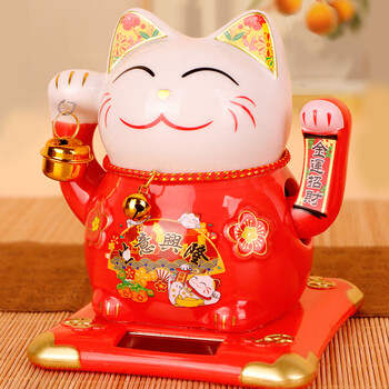 Extreme space lucky cat solar powered automatic hand waving lucky cat living room ornament store opening gift housewarming gift