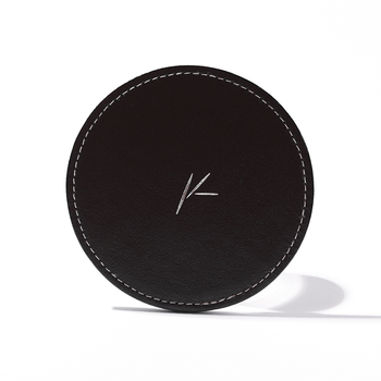 Kagami round leather coaster imported from japan, dark brown