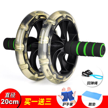 Miyi jian abdominal wheel abdominal muscle wheel home fitness equipment men's abdominal muscle rolling wheel indoor sports fitness roller black silent big mac diameter 20cm comes with kneeling pad + strength-increasing rebound rope