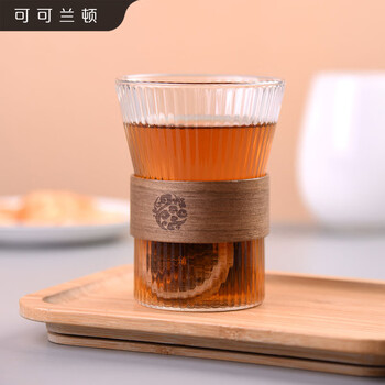 Coco langton ear-hanging coffee cup japanese-style vertical pattern anti-scalding glass cup tea cup household high-value latte large-capacity concentrated cup