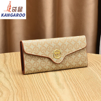 Kangaroo (kangaroo) 2024 new fashion women's wallet multifunctional retro coin purse long coin purse women khaki