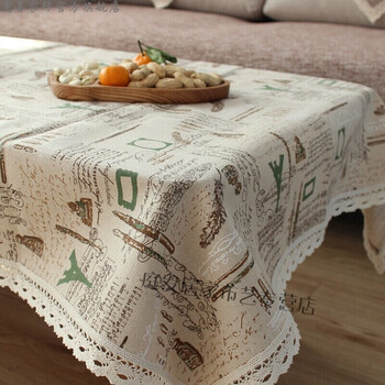 Sailotou simple cotton and linen tablecloth pastoral linen tablecloth dining table small fresh rectangular coffee table cover round cloth square feather iron tower 140*200cm