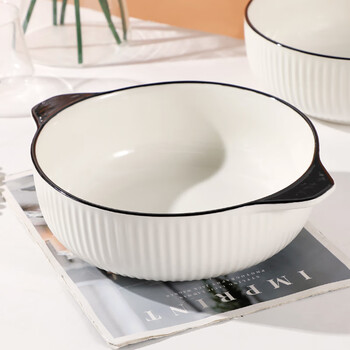 Jiwu forest double-ear pickled fish bowl household large soup basin soup bowl boiled fish fillet maoxuewang bowl with double ears 10 inches