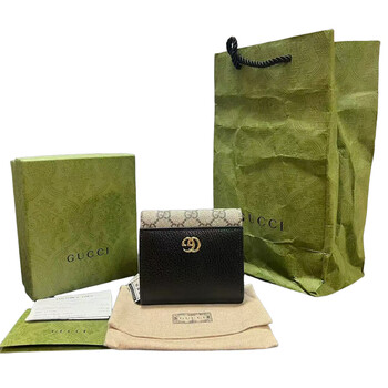 Second-hand 95 new g family ufo badge series long zipper wallet, same style for men and women, short wallet, clutch bag 99 new classic full leather and presbyopic wallet card bag