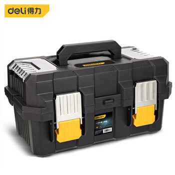 Deli hardware tool storage box household storage box multi-functional suitcase tool box industrial vehicle electrician tool box 19-inch three-layer folding tool box dl432519