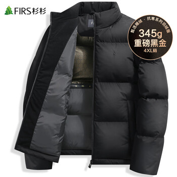 Shanshan (firs) 300g duck down graphene down jacket men's winter new warm heavyweight thick stand collar jacket 752 black l (175) down filling 285g