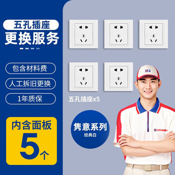 Nippon paint refresh service switch socket usb panel high power partial replacement renovation package door-to-door service 5 five-hole socket replacement service + meaningful white