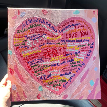 Jieyi birthday gift boy diy handmade oil painting valentine's day boyfriend anniversary gift to girlfriend girlfriend couple i love you language oil painting 1 set 30*30cm