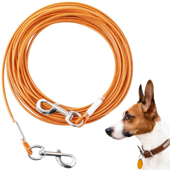 Oimg extended wire rope dog leash thickened anti-bite and stain-resistant pet leash 20ft outdoor dog leash dog leash extended large dog type (orange) 6 meters
