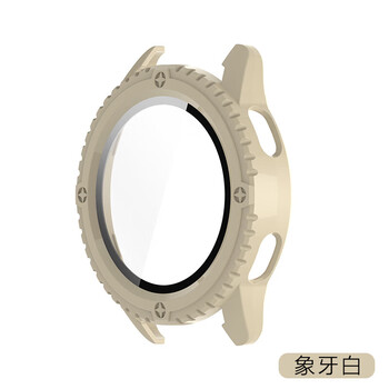 Suitable for xiaomi watchs3 protective case, new smart watch threaded pc all-inclusive protective case, xiaomi upgraded shell and film integrated anti-fall and anti-collision accessories for men and women, ivory white pc threaded type + tempered all-in-one protective case, suitable for new xiaomi watch s3