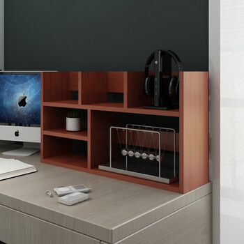 Kulin bookshelf countertop storage rack creative bookshelf simple modern office desk storage small bookshelf teak color