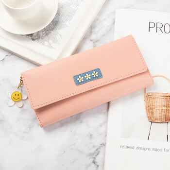 Shu guo er new wallet women's long style simple small fresh cute student large capacity multiple card slots student clutch women pink