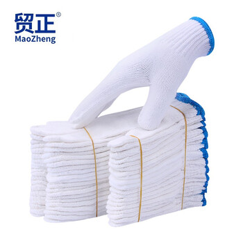 Maozheng cotton yarn gloves, thickened, non-slip and wear-resistant, industrial labor protection supplies, blue edge, 60 pairs, genuine licensed goods