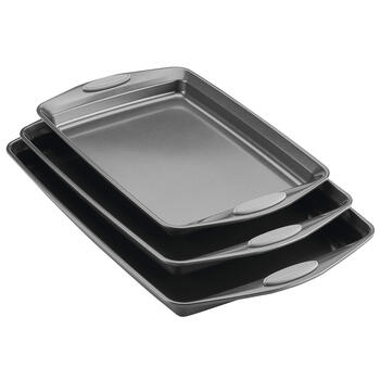 Rachael ray 3-piece non-stick baking pan set 22-43cm steel material sea salt gray handle