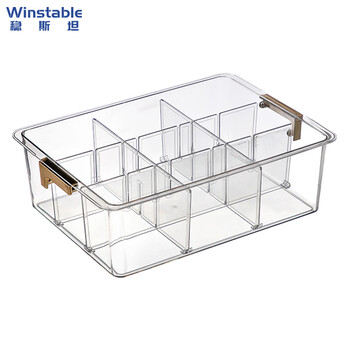 Wenstan w5992 transparent compartment storage box for miscellaneous parts and tools storage and organization box storage box 9 compartments (34.8*26.1*11)