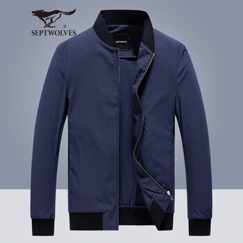 Septwolves shopping mall same style jacket men's autumn business casual solid color jacket men's baseball collar top clothing