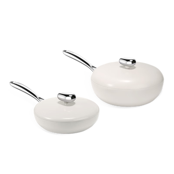 Pebble non-stick wok wok frying pan set wok pot induction cooker gas stove universal angel white wok + frying pan two-piece set