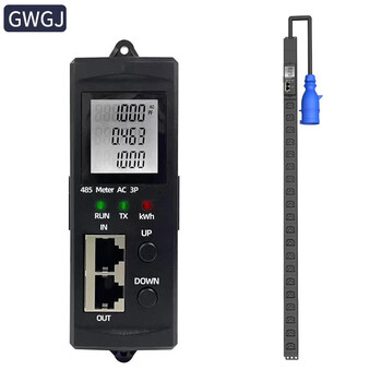 Gwgj 485modbus communication protocol total voltage current power total power consumption single-phase three-phase c13 socket smart pdu cabinet socket 32a input 24-bit c13 output vertical installation 3*6 2m line