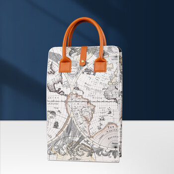 Zhixu red wine packaging gift box, high-end holiday gift empty box tote bag, two wine pairs, universal leather box, map pattern double hard handles, upgraded version