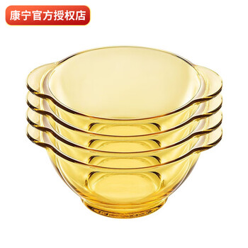Corning tableware 4 rice bowls, heat-resistant glass bowls, household glass rice bowls, soup bowls and tableware sets, 4 belle double-eared bowls