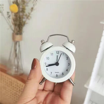 Rechargeable luminous small alarm clock for students, super loud, home bedside bedroom alarm clock, dormitory living room clock, mini 5cm white one inch without night light, three inch metal + night light + battery version