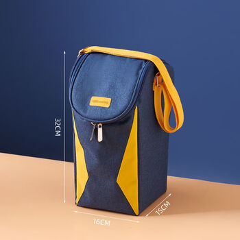 Shikun lunch box bag, thickened insulated handbag, round aluminum foil, student office worker carrying meal, lunch bag, blue cross-body insulated bag, large size