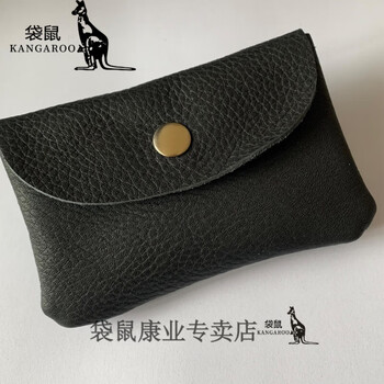 Kangaroo first layer cowhide mini small card holder handmade genuine leather coin purse key bag men and women folding card holder bmw pattern black first layer cowhide coin purse